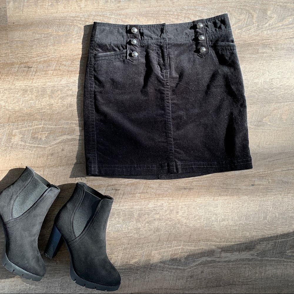 White House Black Market Black Corduroy Mini Skirt